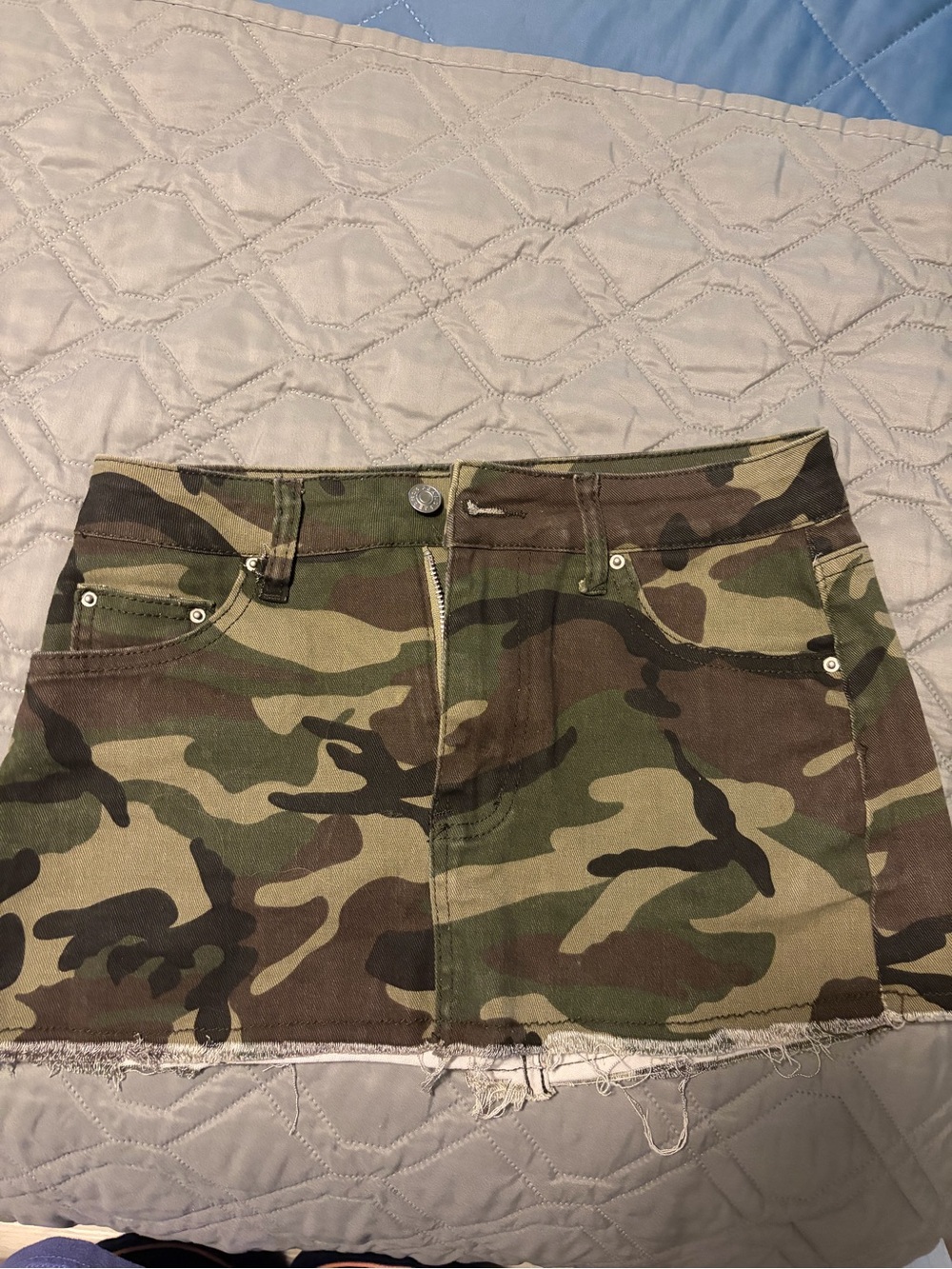 Camo Denim Mini Skirt
